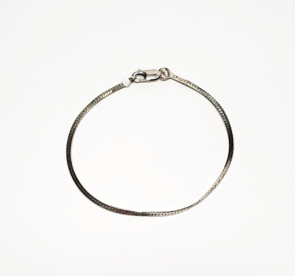 Vintage Canada 925 Sterling Silver Herringbone Chain Bracelet 7.5"